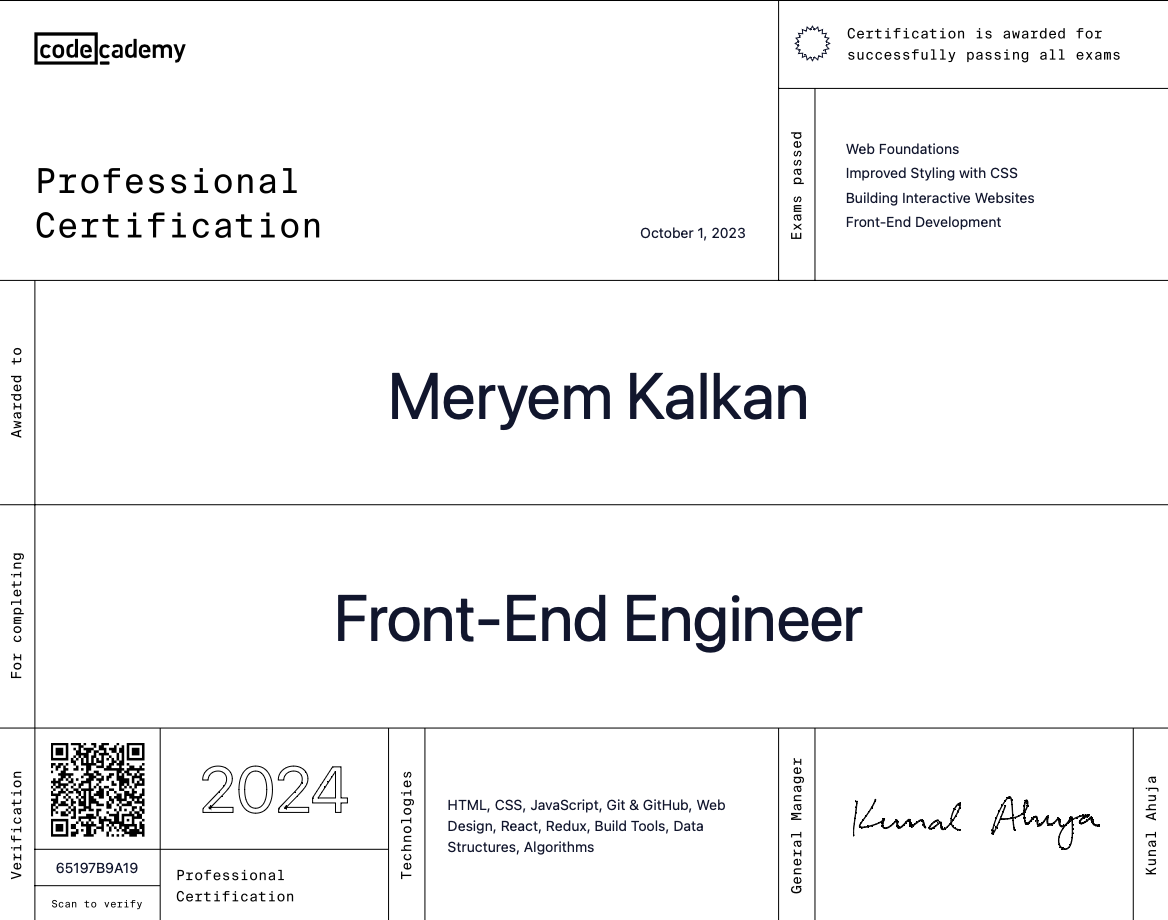 frontend certification